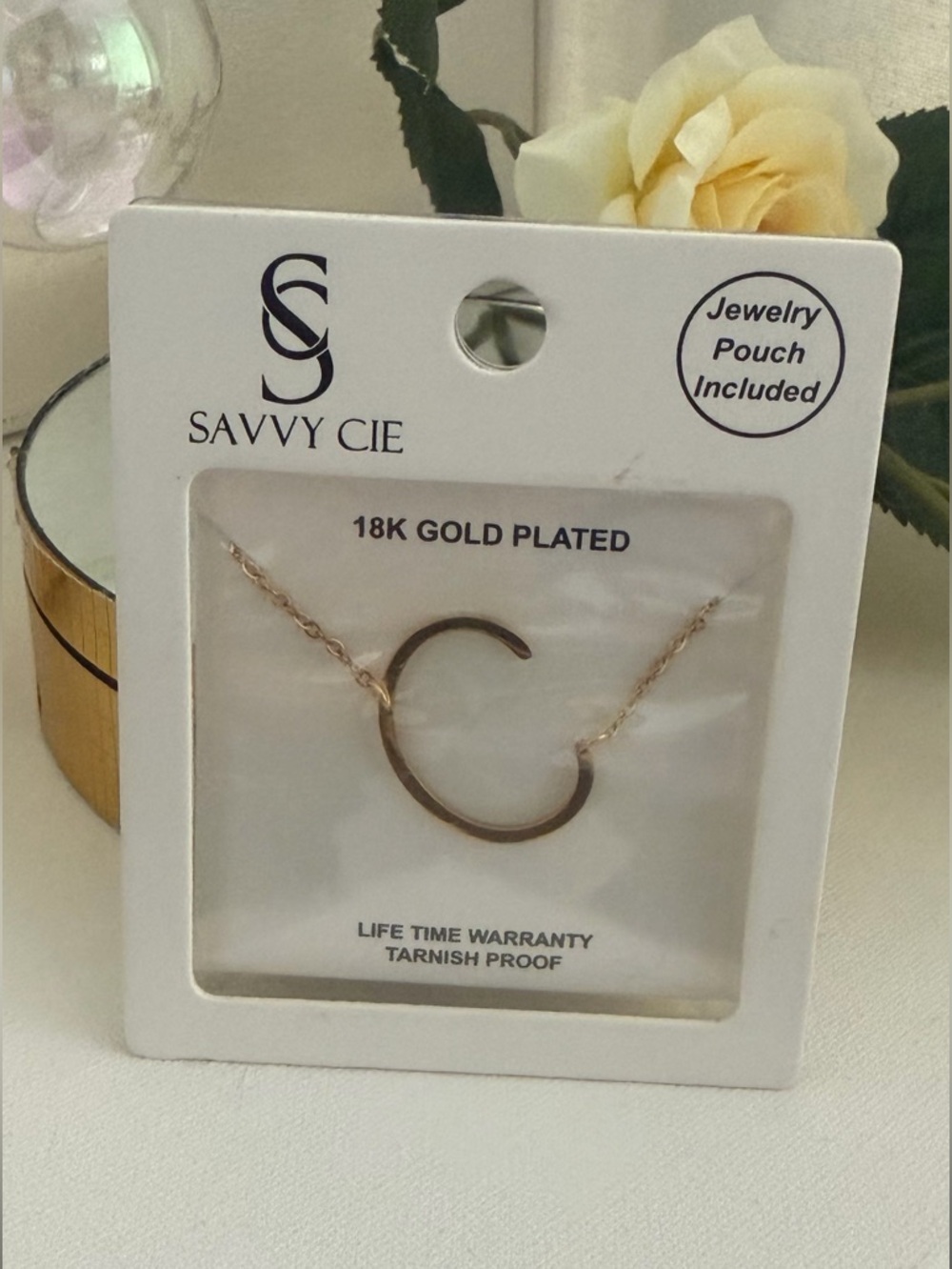 Savvy Cie 18K Gold-Plated letter “C” Necklace Gold New